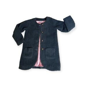 Hanna andersson cozy Sherpa charcoal toggle close teddy bear coat